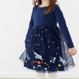 Hanna Andersson Unicorn Tulle Navy Blue Dress